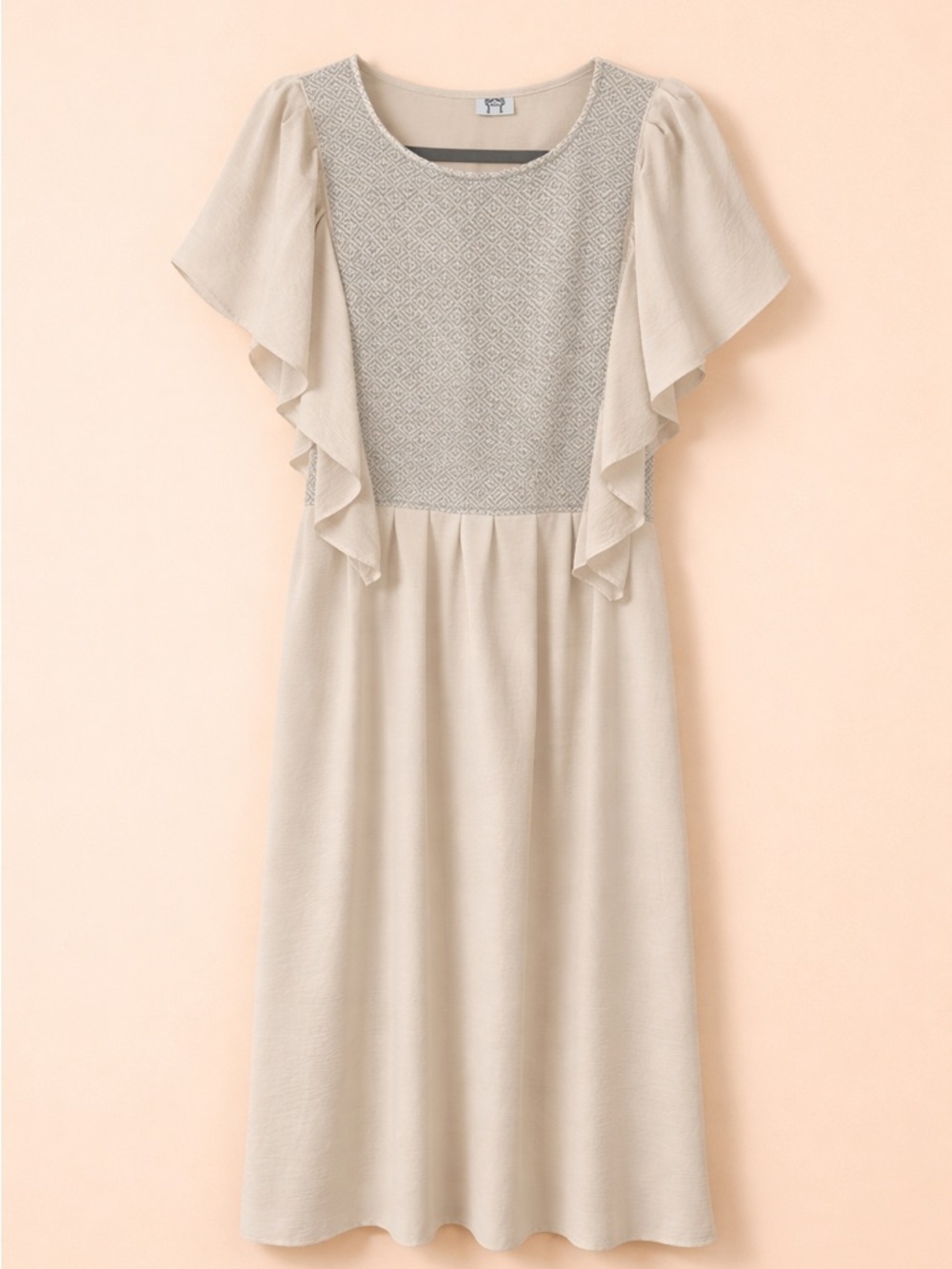ROMANTIC MEXICO CITY VINTAGE FIND FLUTTER SLEEVE MIDI DRESS - Picture 1 of 9